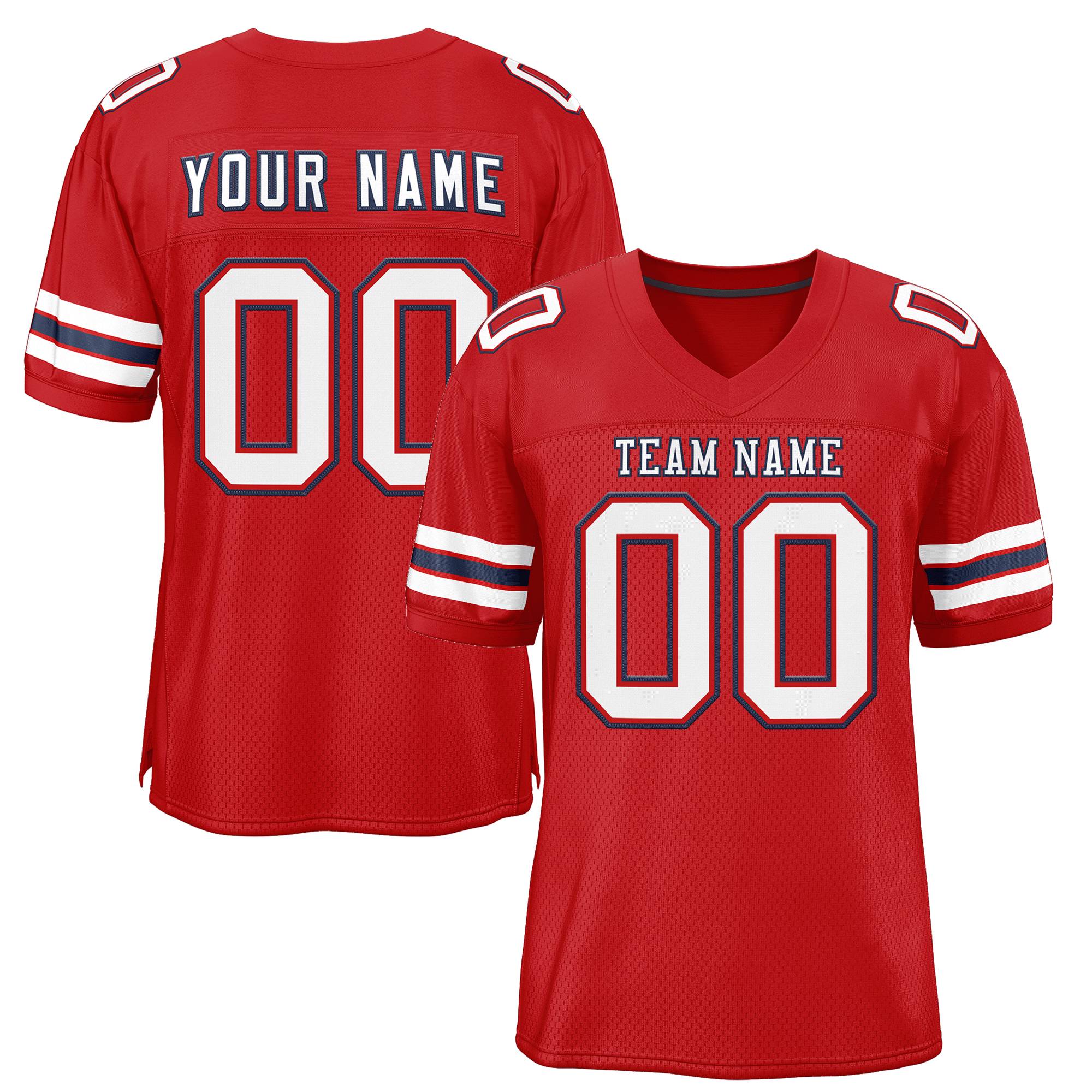 Custom Scarlet White-Navy Classic Style Mesh Authentic Football Jersey