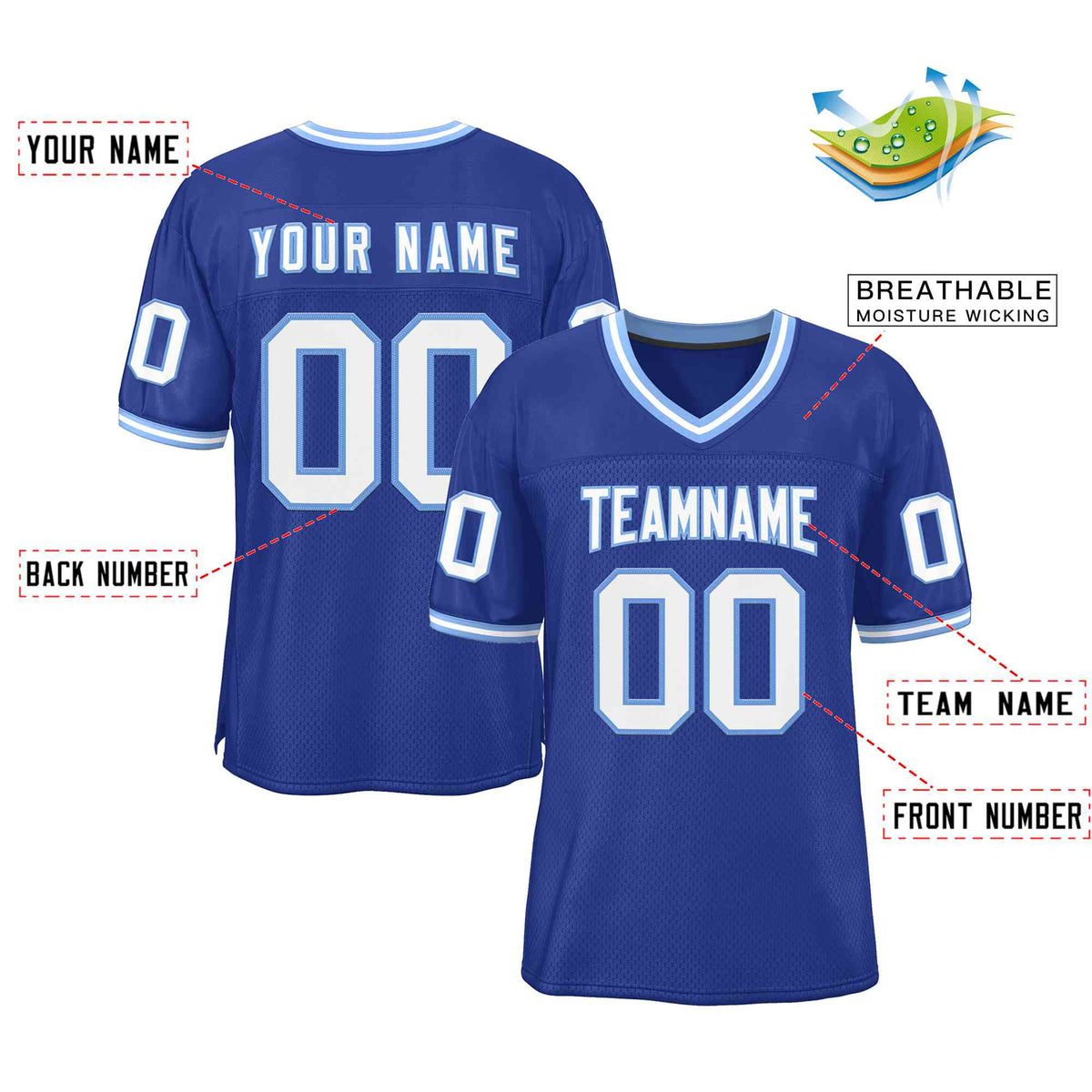 Custom Royal White-Royal Classic Style Authentic Football Jersey