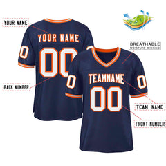 Custom Navy White-Orange Classic Style Authentic Football Jersey