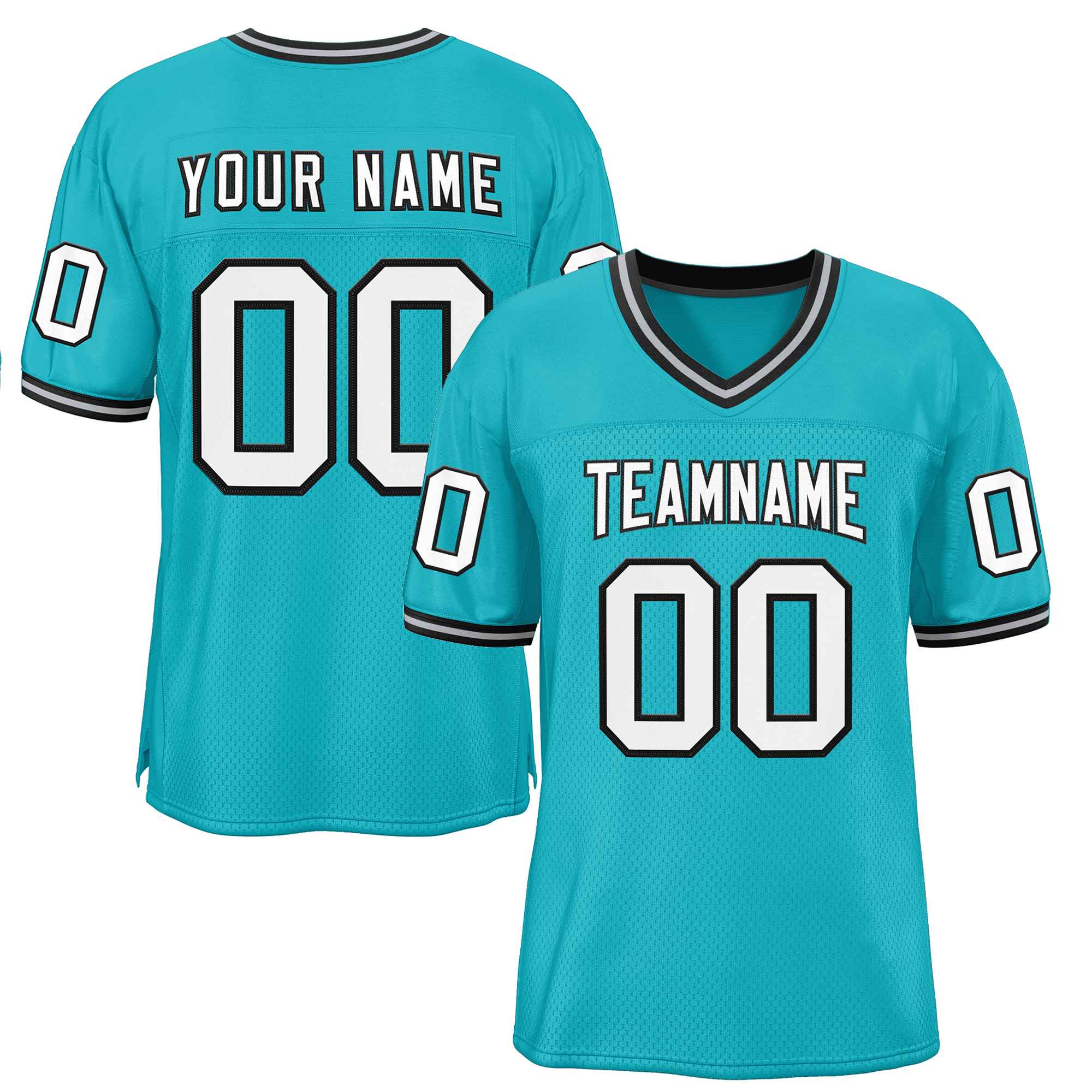 Custom Aqua White-Black Classic Style Authentic Football Jersey