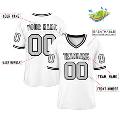 Custom White Gray-Black Classic Style Authentic Football Jersey