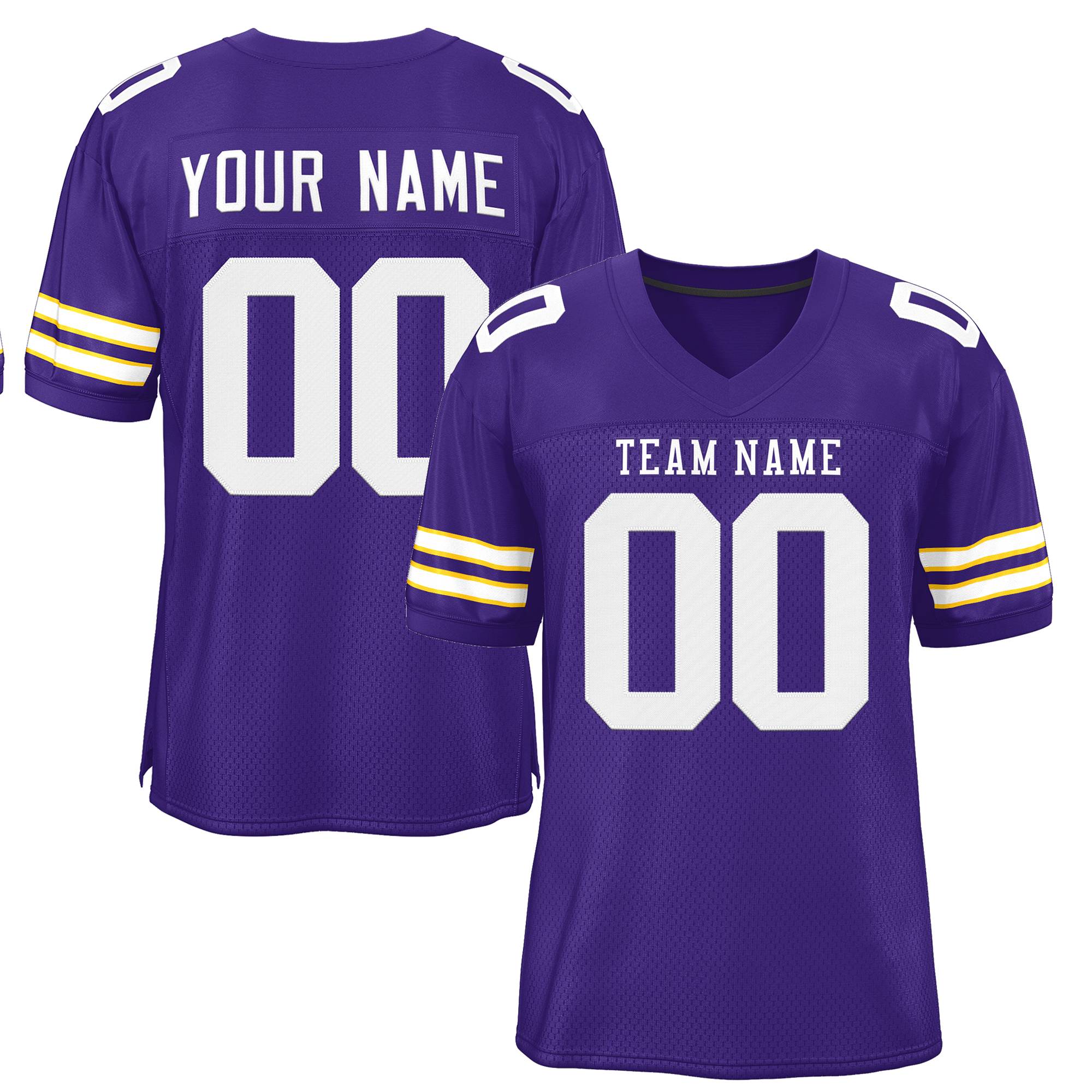 Custom Purple White-Purple Classic Style Mesh Authentic Football Jersey