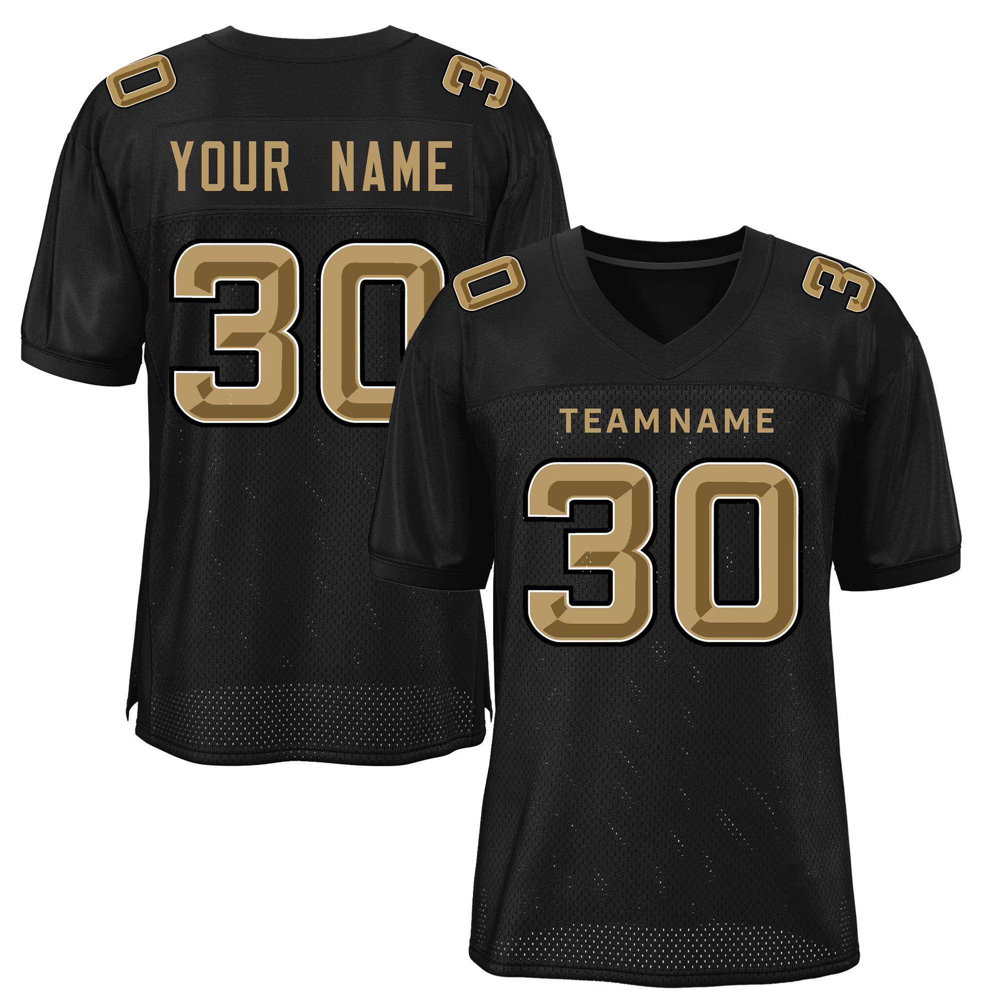 Custom Black Classic Style Mesh Authentic Football Jersey