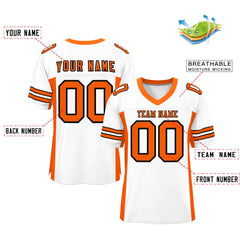 Custom White Orange Insert Color Design Mesh Authentic Football Jersey