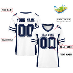 Custom White Navy Insert Color Design Mesh Authentic Football Jersey