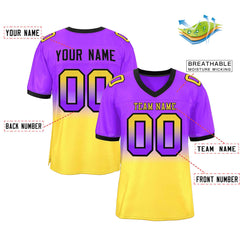 Custom Purple Gold-Black Gradient Fashion Outdoor Authentic Football Jersey