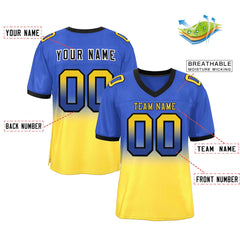 Custom Royal Gold-Black Gradient Fashion Outdoor Authentic Football Jersey