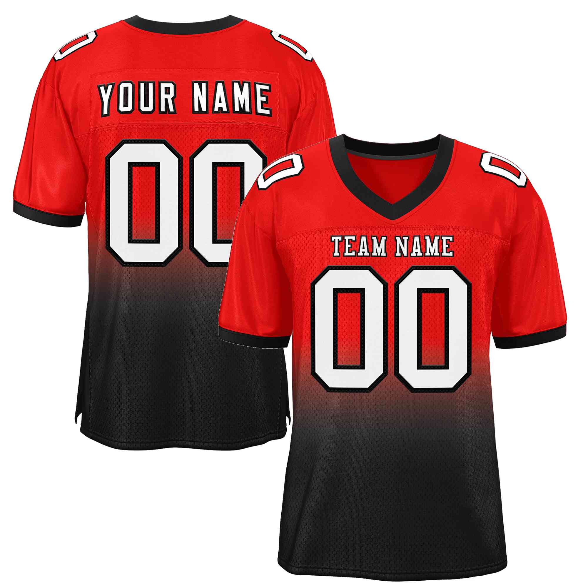 Custom Red Black White-Black Gradient Fashion Outdoor Authentic Football Jersey