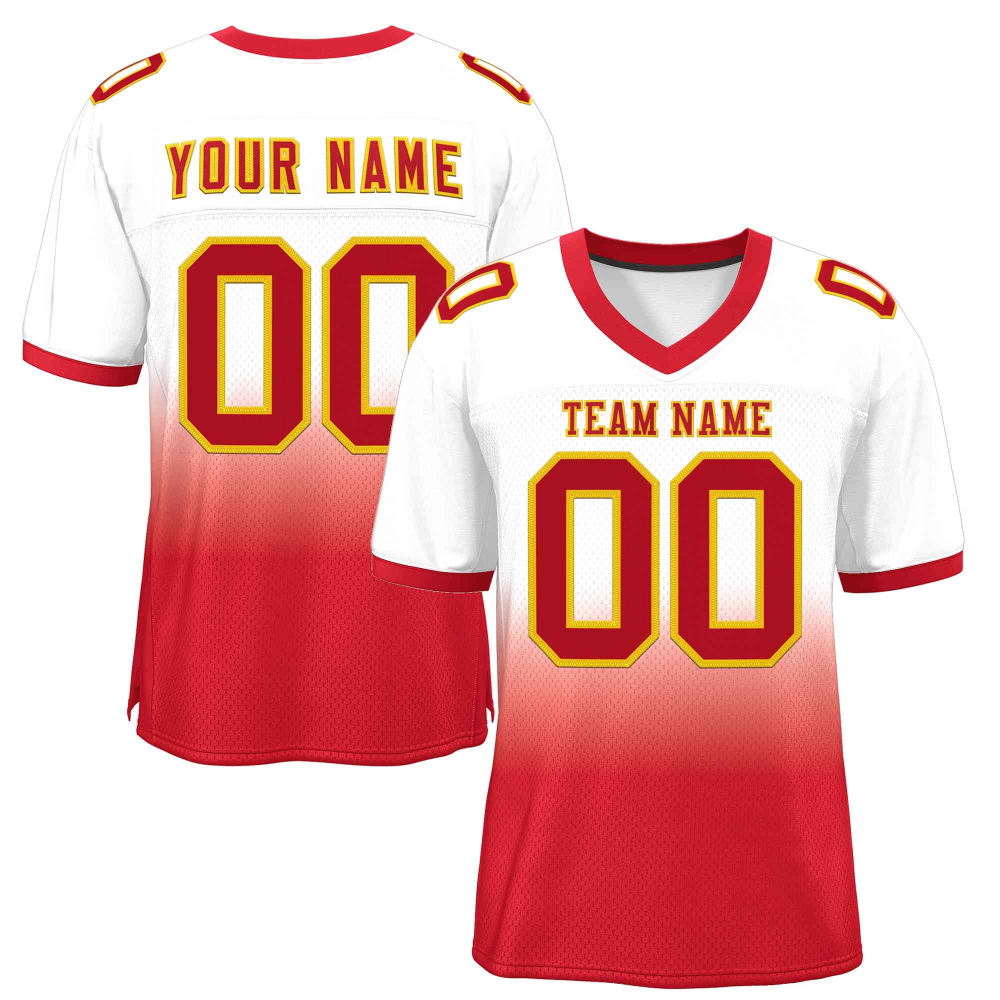 Custom White Red-Gold Gradient Fashion Outdoor Authentic Football Jersey