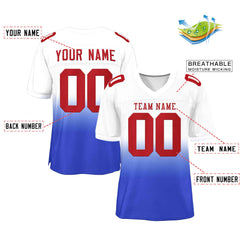 Custom White Royal Red-White Gradient Fashion Outdoor Authentic Football Jersey