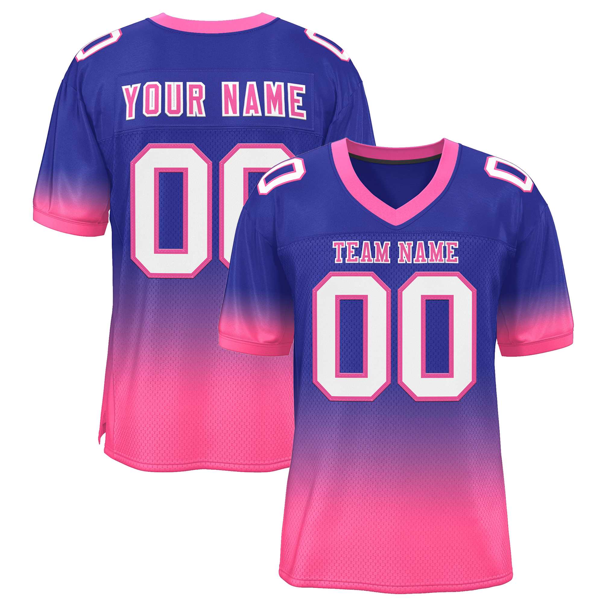 Custom Purple Pink-White Gradient Fashion Personalized Team Football Jersey