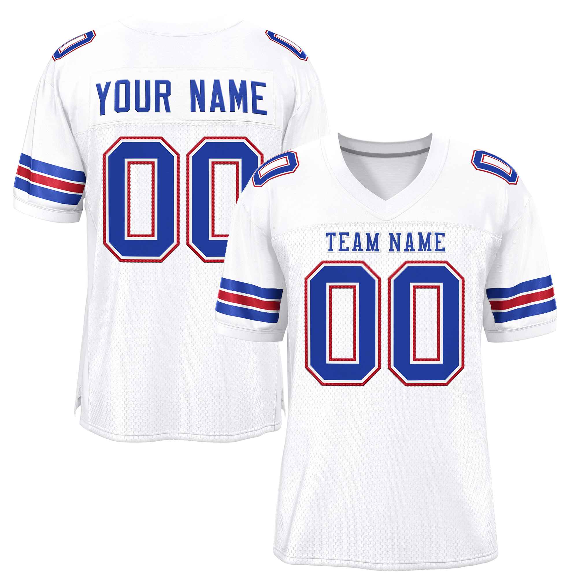 Custom White Royal-White Classic Style Authentic Football Jersey