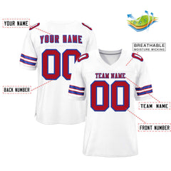 Custom White Red-Royal Classic Style Authentic Football Jersey