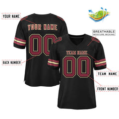 Custom Black Crimson-Old Gold Classic Style Authentic Football Jersey