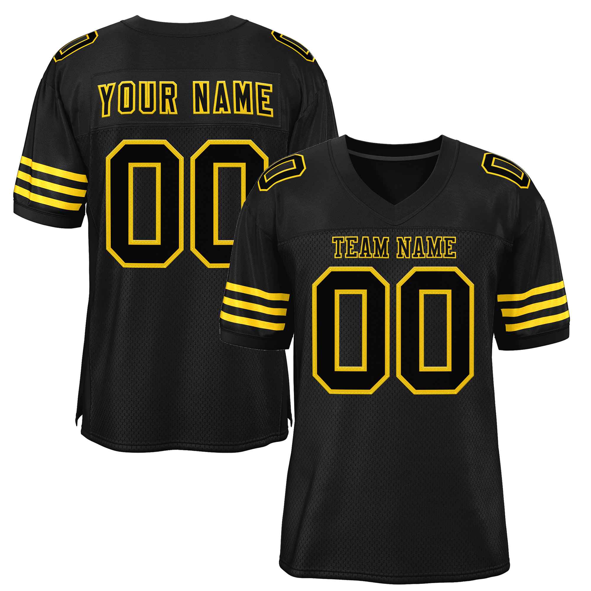 Custom Black Black-Gold Classic Style Authentic Football Jersey