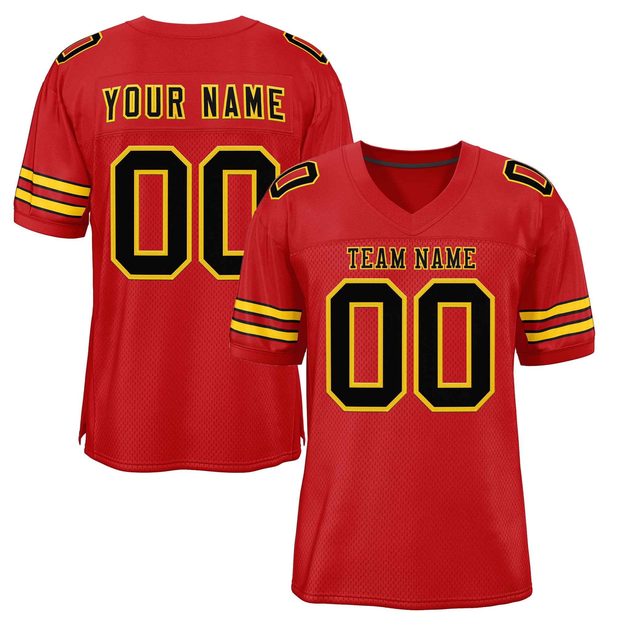 Custom Red Black-Gold Classic Style Authentic Football Jersey