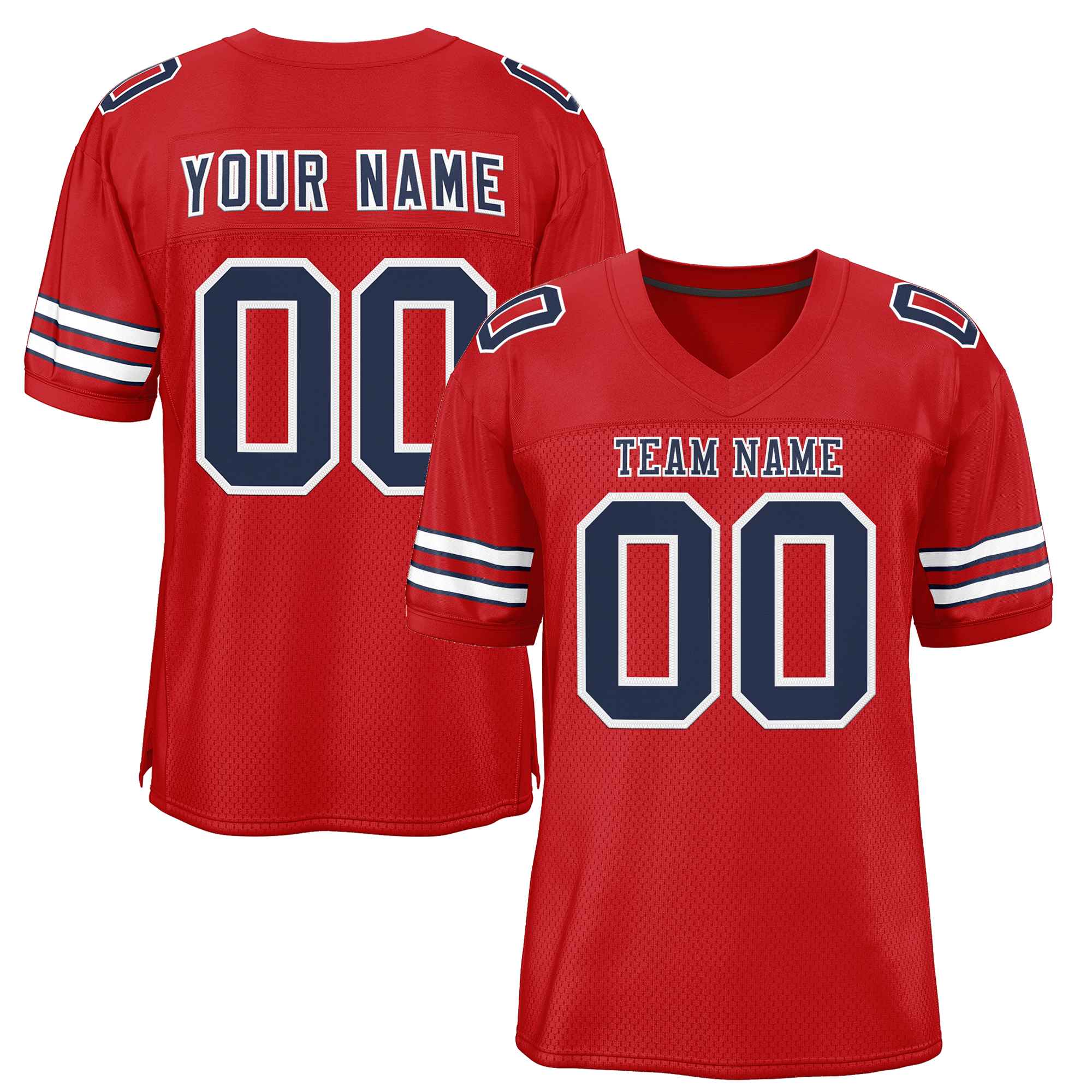 Custom Red Navy-White Classic Style Authentic Football Jersey