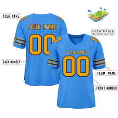 Custom Powder Blue Yellow-Navy Classic Style Authentic Football Jersey