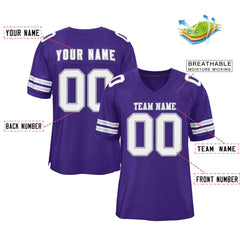 Custom Purple White-Gray Classic Style Authentic Football Jersey