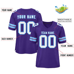 Custom Purple White-Powder Blue Classic Style Authentic Football Jersey