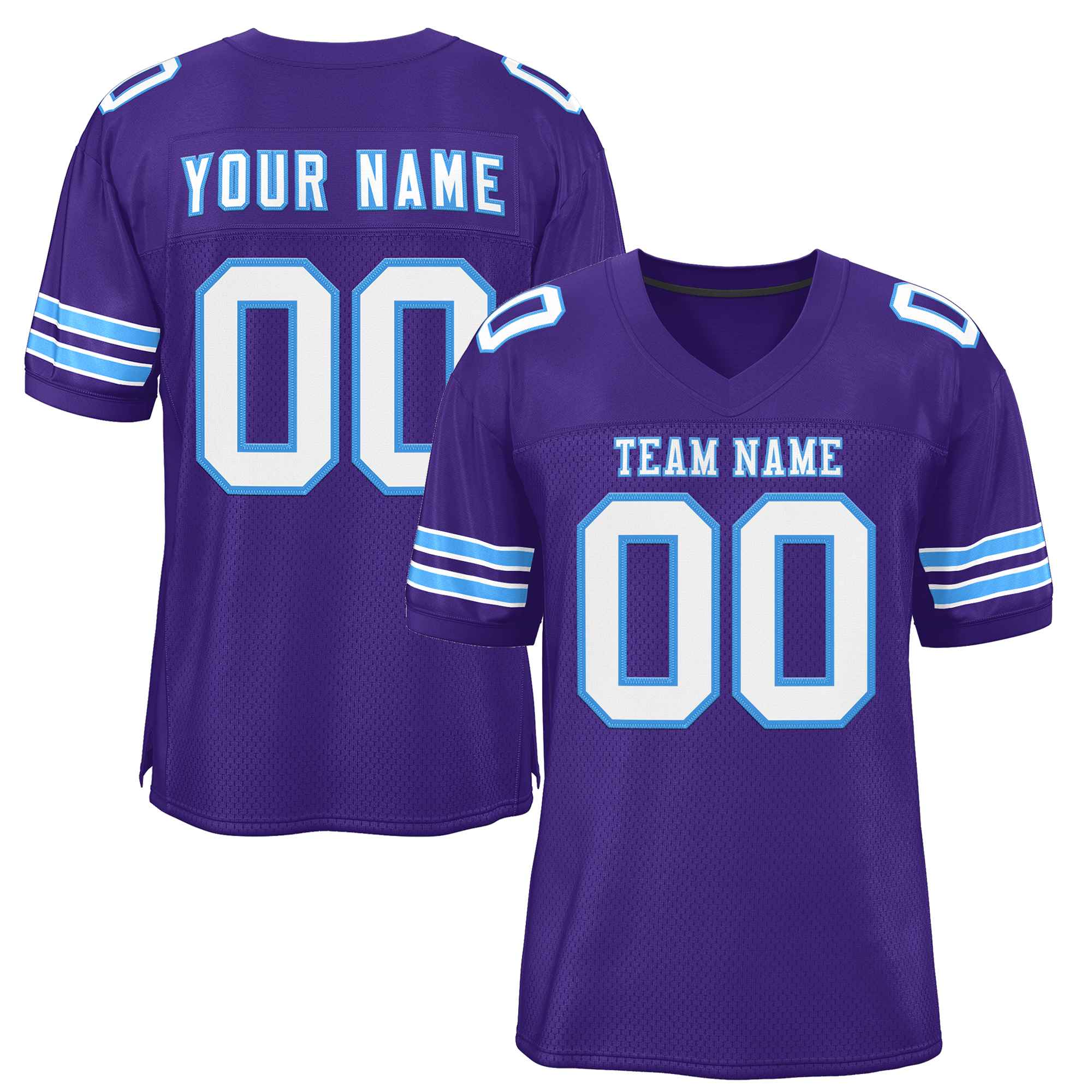 Custom Purple White-Powder Blue Classic Style Authentic Football Jersey