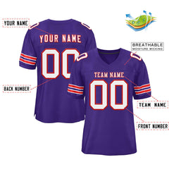 Custom Purple White-Red Classic Style Authentic Football Jersey