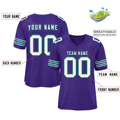 Custom Purple White-Aqua Classic Style Authentic Football Jersey