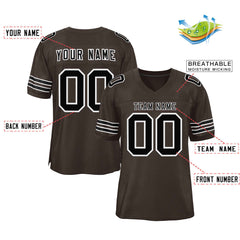 Custom Brown Black-White Classic Style Authentic Football Jersey