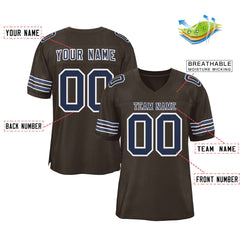 Custom Brown Navy-White Classic Style Authentic Football Jersey