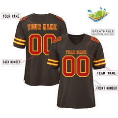 Custom Brown Red-Gold Classic Style Authentic Football Jersey