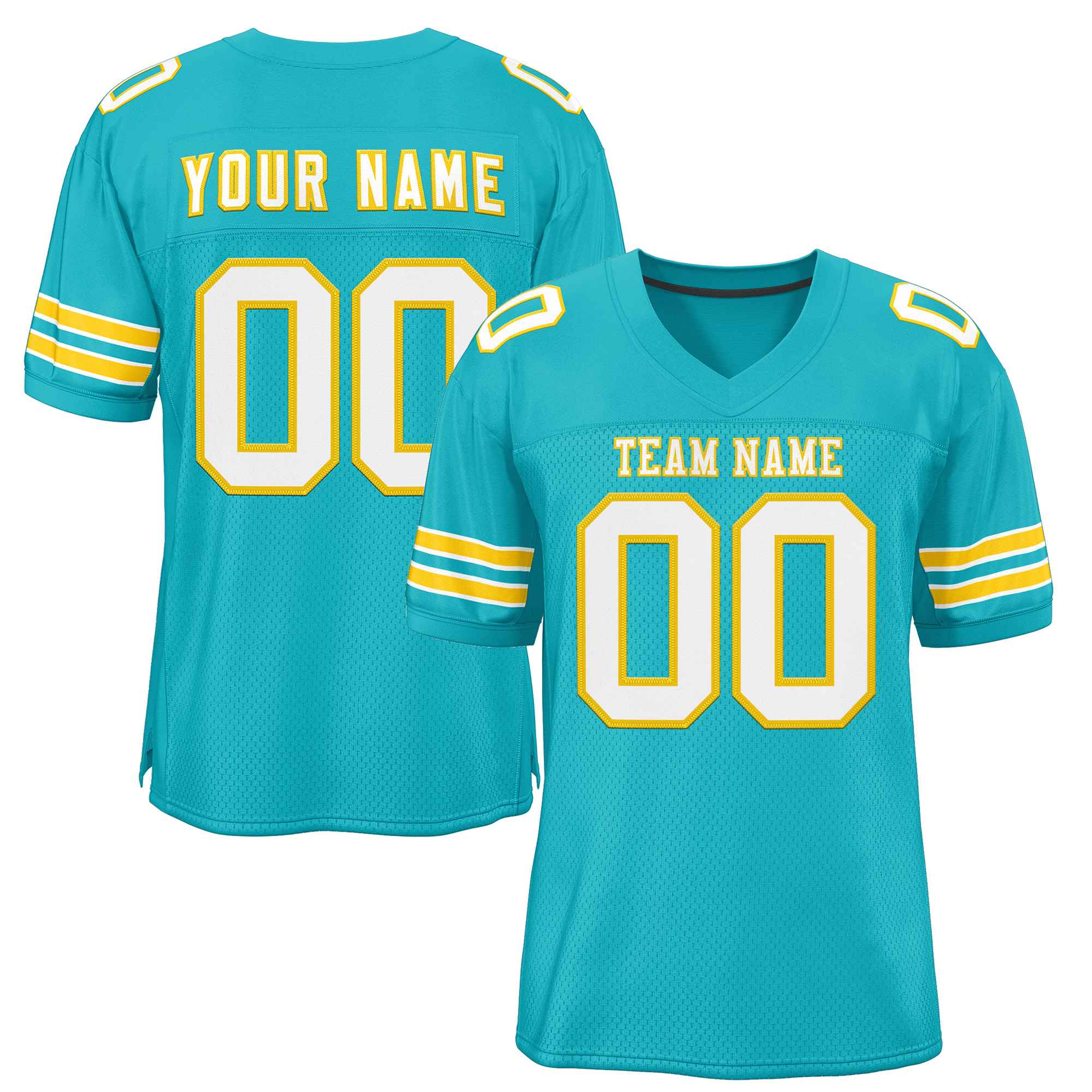 Custom Aqua White-Gold Classic Style Authentic Football Jersey