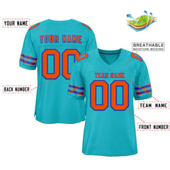 Custom Aqua Orange-Royal Classic Style Authentic Football Jersey