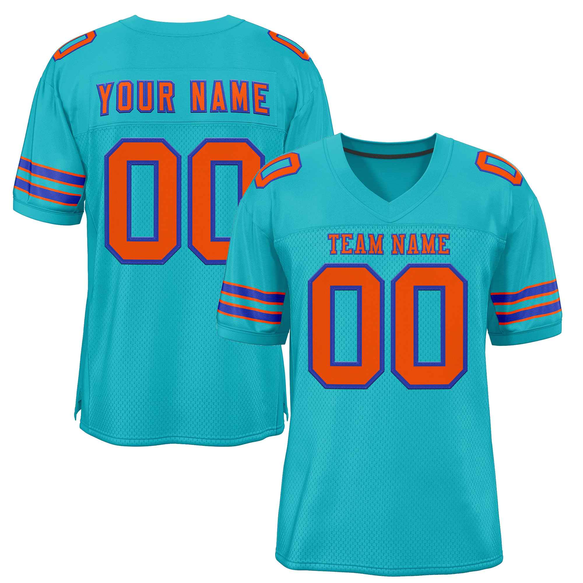 Custom Aqua Orange-Royal Classic Style Authentic Football Jersey