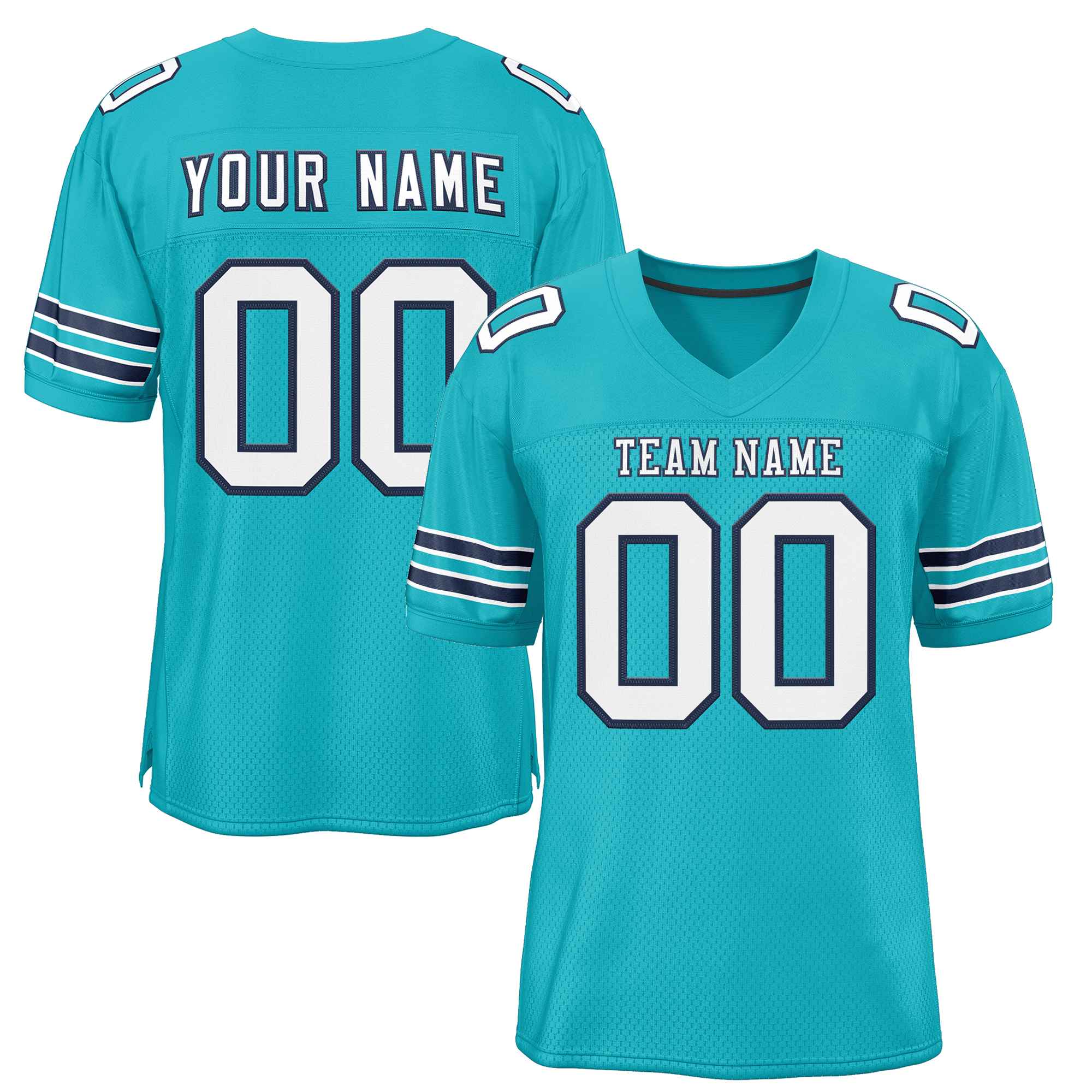 Custom Aqua White-Navy Classic Style Authentic Football Jersey