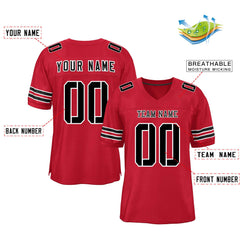 Custom Red Black Classic Style Mesh Authentic Football Jersey