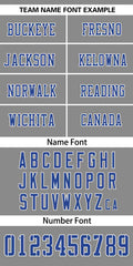 Custom Gray Royal-White Classic Style Mesh Authentic Football Jersey