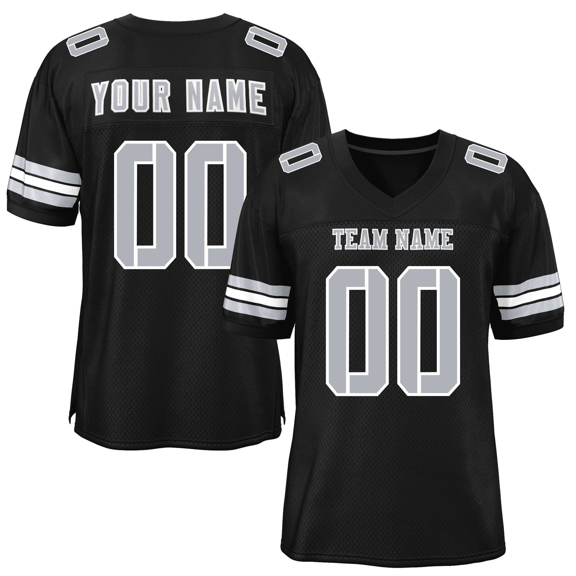 Custom Black Light Gray Classic Style Mesh Authentic Football Jersey