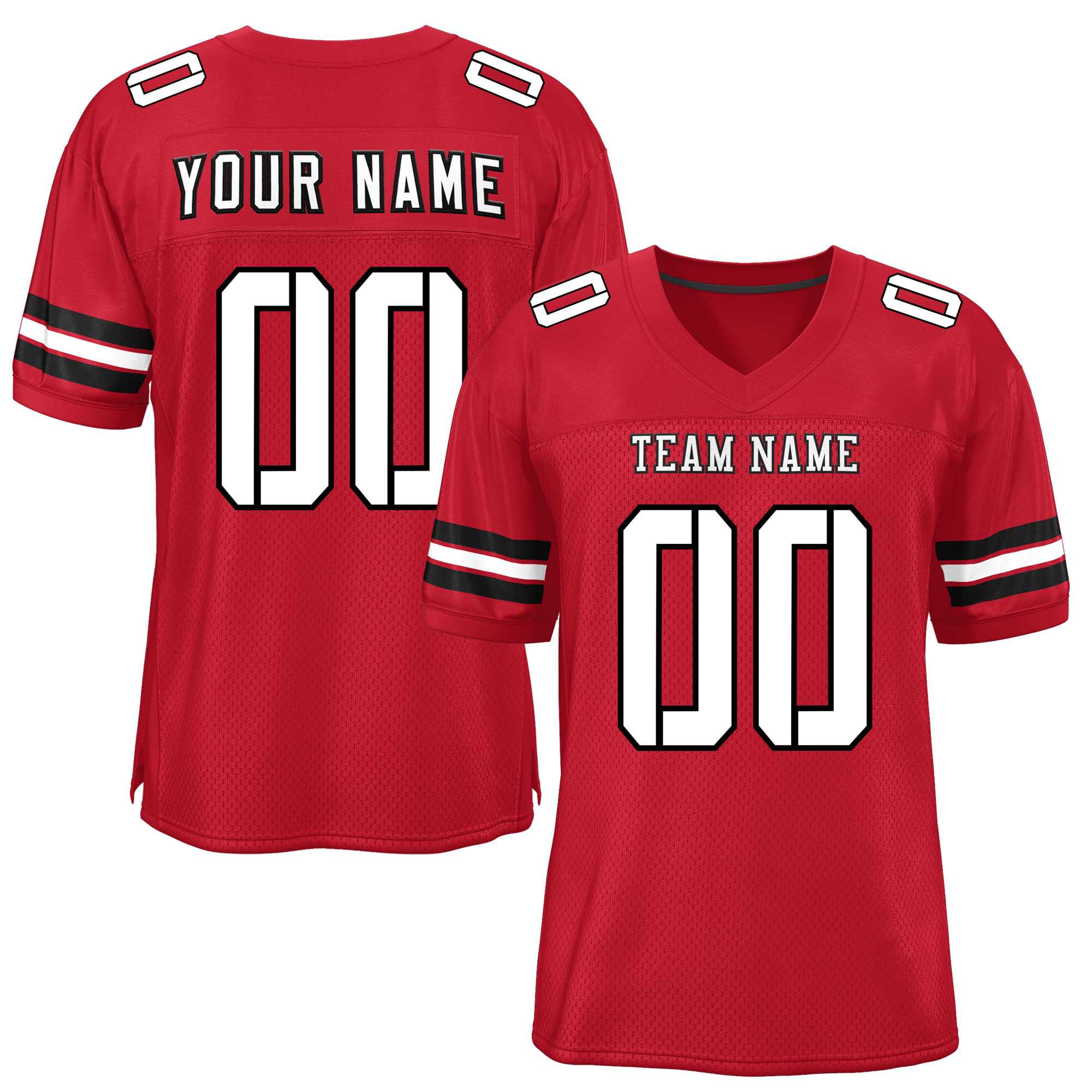 Custom Red White-Black Classic Style Mesh Authentic Football Jersey