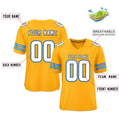 Custom Yellow White-Powder Blue Classic Style Mesh Authentic Football Jersey