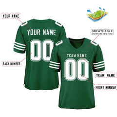 Custom Green White Classic Style Mesh Authentic Football Jersey