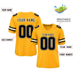 Custom Yellow Black-White Classic Style Mesh Authentic Football Jersey