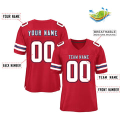 Custom Red White-Navy Classic Style Mesh Authentic Football Jersey