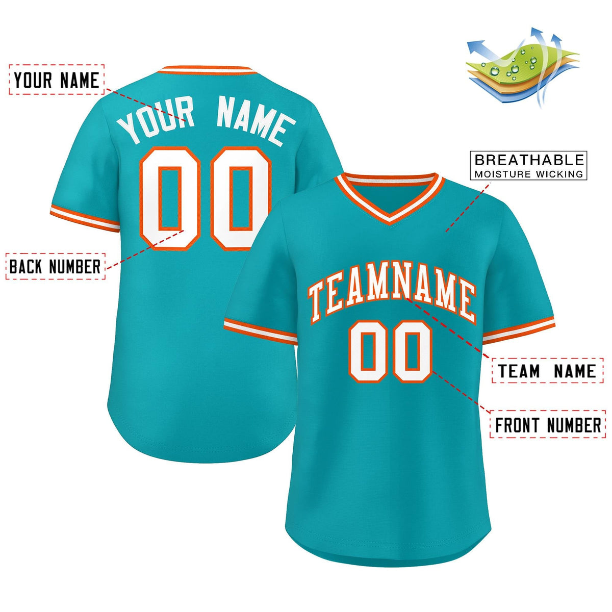 Custom Aqua Classic Style Authentic Pullover Baseball Jersey