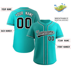 Custom Teal Black-White Gradient Fashion Authentic Baseball Jersey