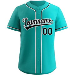 Custom Teal Black-White Gradient Fashion Authentic Baseball Jersey