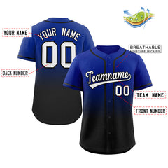 Custom Royal Black Gradient Fashion Authentic Baseball Jersey