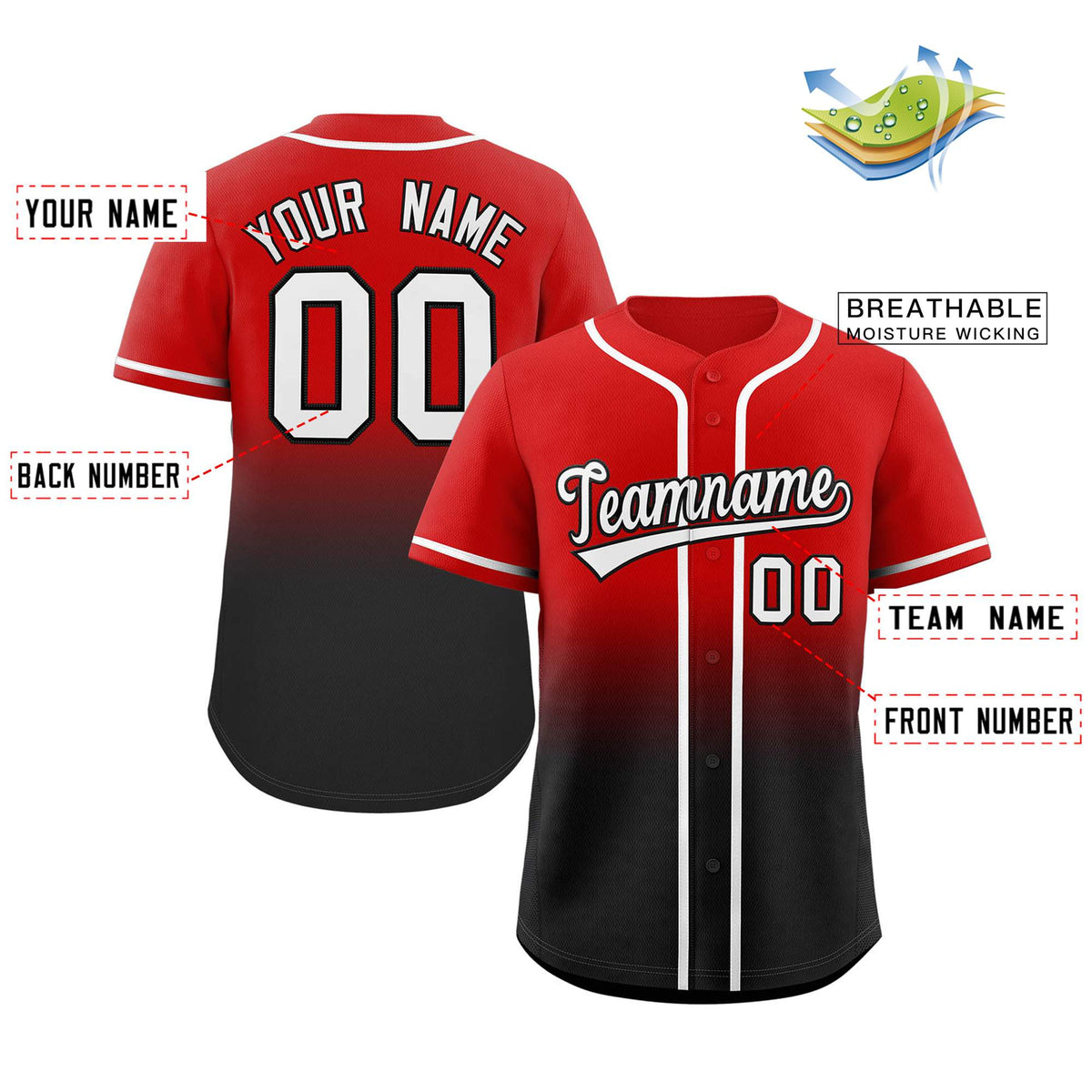 Custom Gradient Stitched Full Button Down Team Sport Uniforms Personalized Baseball Jersey