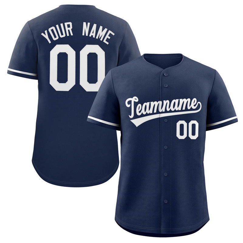 Custom Navy White Classic Style Authentic Baseball Jersey