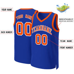 Custom Royal Orange-White Classic Tops Basketball Jersey