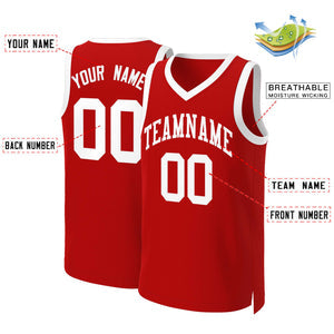 Custom Red White Classic Tops Basketball Jersey